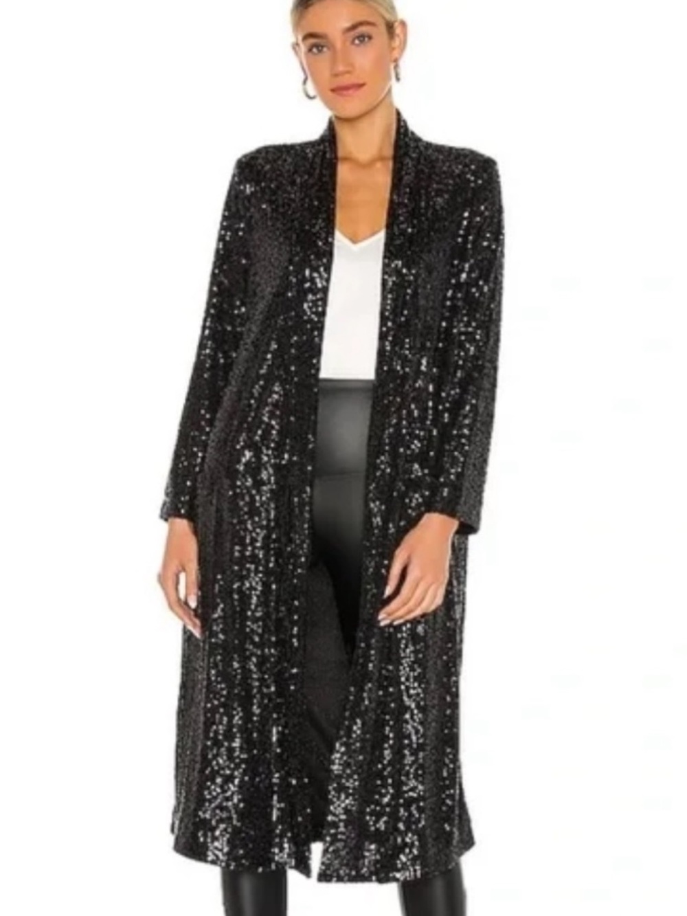 Steve Madden ✨ Black Sequin Show Stopper Duster Jacket